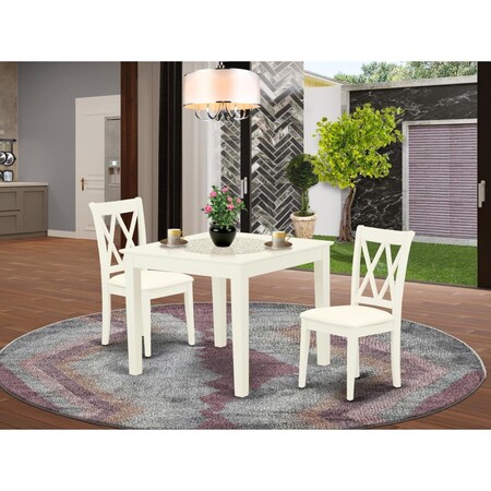 East West Furniture 3 Piece Oxford Dinette Set - Linen White OXCL3-LWH-C